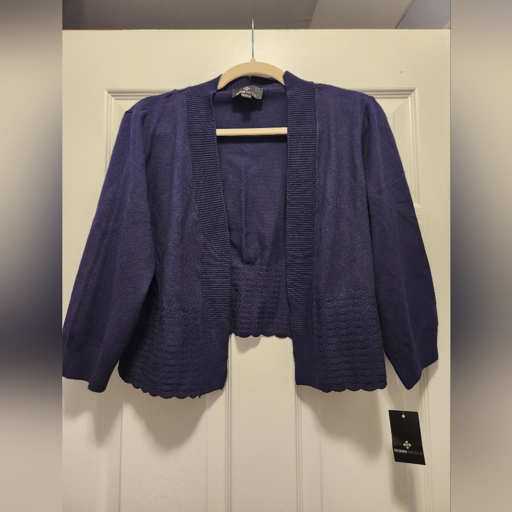Ronni Nicole navy lightweight accent sweater